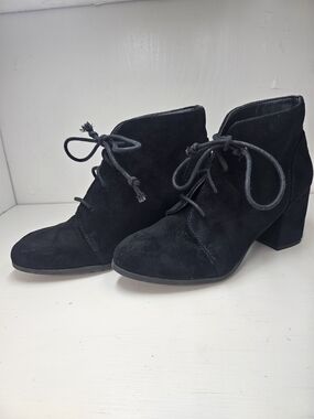 Madden Girl Black Suede Lace-Up Ankle Booties